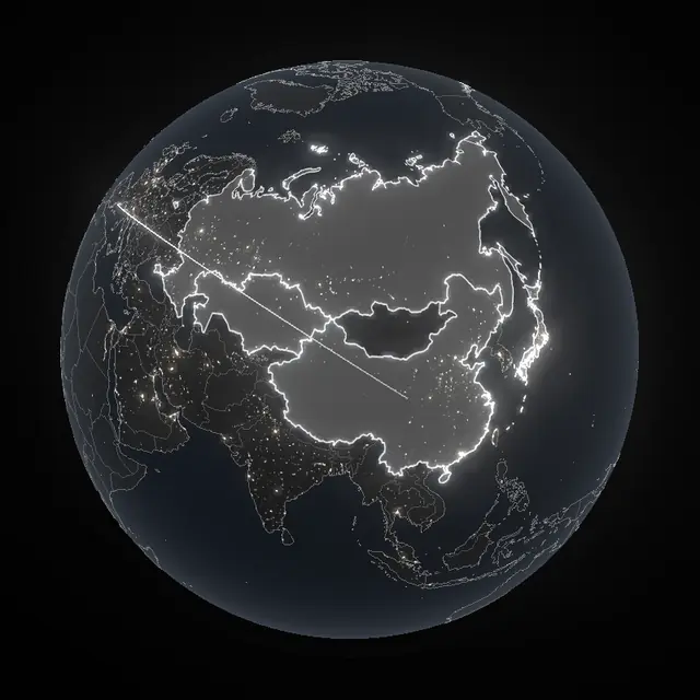 Globe with China, Japan, Russia and Kazakhstan highlighted